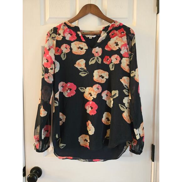 Cabi Poppy Floral Navy Blue Blouse Shirt Women's Size Small Style 971 - Picture 1 of 8